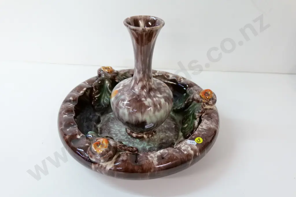 heavy German pottery float bowl and vase set - vase H-260,  bowl D-340 Image 1++