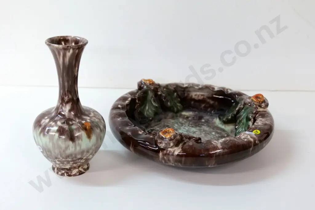 heavy German pottery float bowl and vase set - vase H-260,  bowl D-340 Image 1++