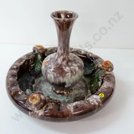 heavy German pottery float bowl and vase set - vase H-260,  bowl D-340