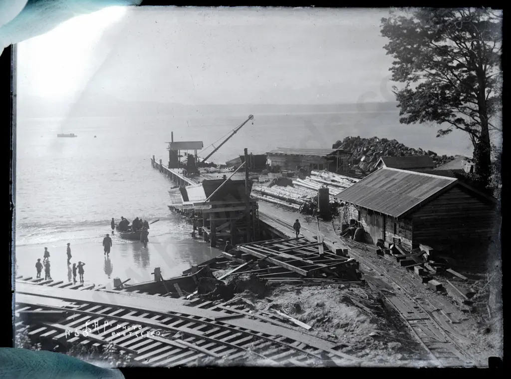 EA Philips studio? 3 boxes glass plate negatives: whaling, bush sawmill, Bluecliffs Landing, etc. Image 1++