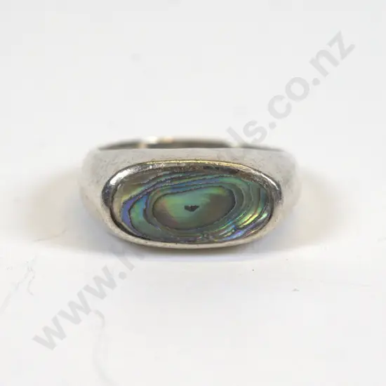 silver paua shell ring stamped 925