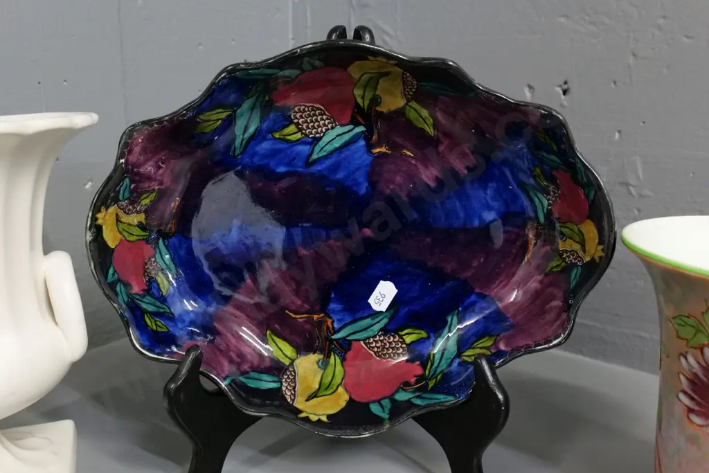Royal Doulton chrysanthemum vase, Hancock & Sons Pomegranate bowl, and an English urn vase, unknown mark H-200 Image 1++