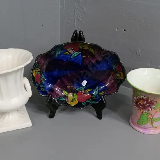 Royal Doulton chrysanthemum vase, Hancock & Sons Pomegranate bowl, and an English urn vase, unknown mark H-200