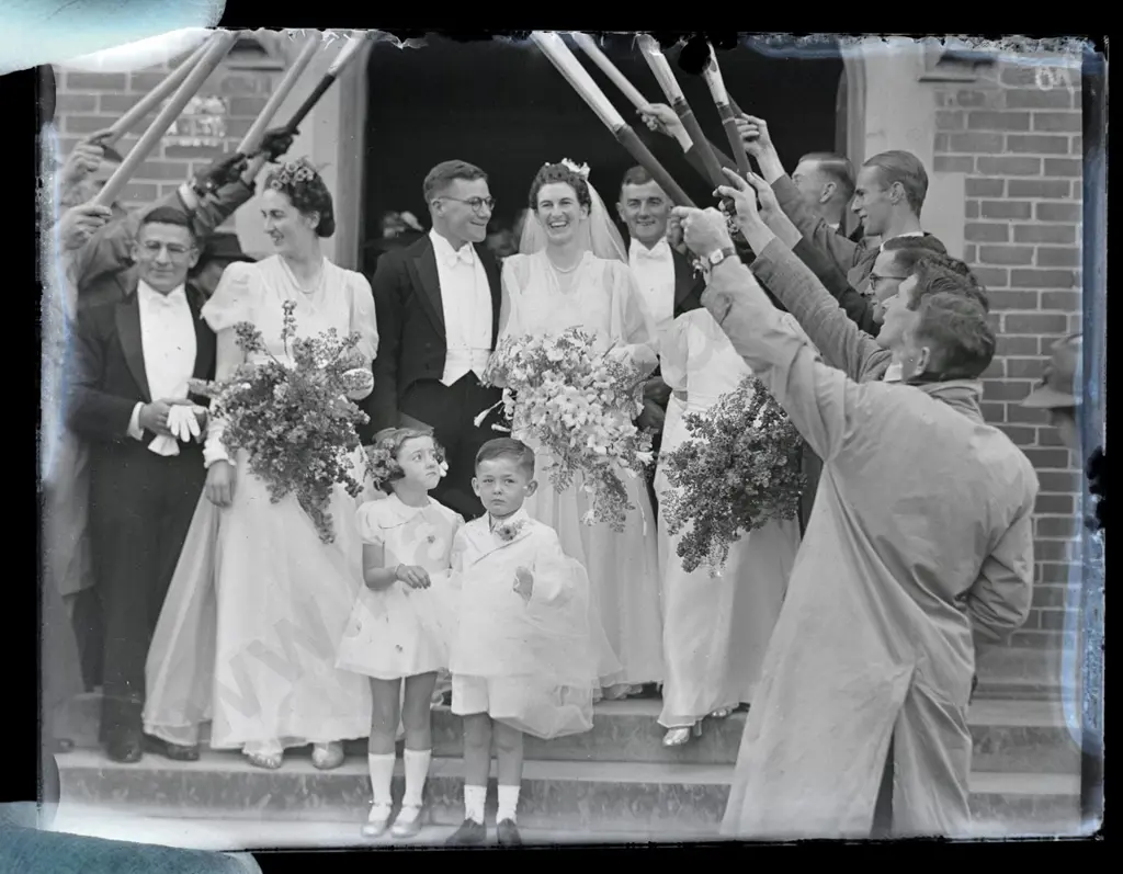 EA Philips studio? 3 boxes glass plate negatives - 1941 Skating groups, 1939 wedding, groups, portraits & box of blanks Image 1++