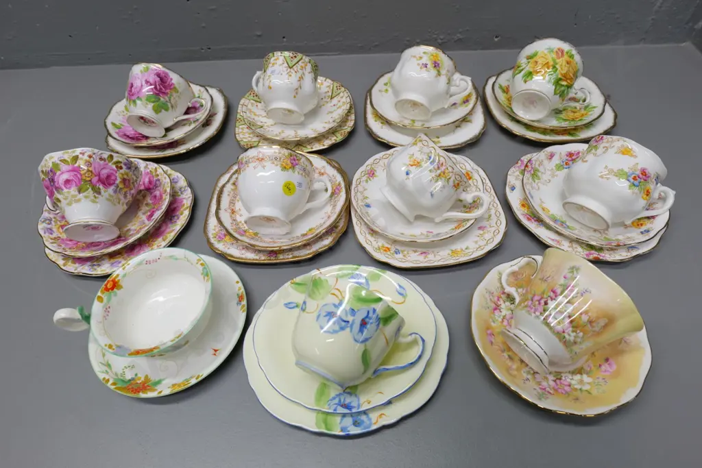 8 Royal Albert trios, one Royal Albert cup & saucer, Shelley cup & saucers, Paragon trio Image 1++