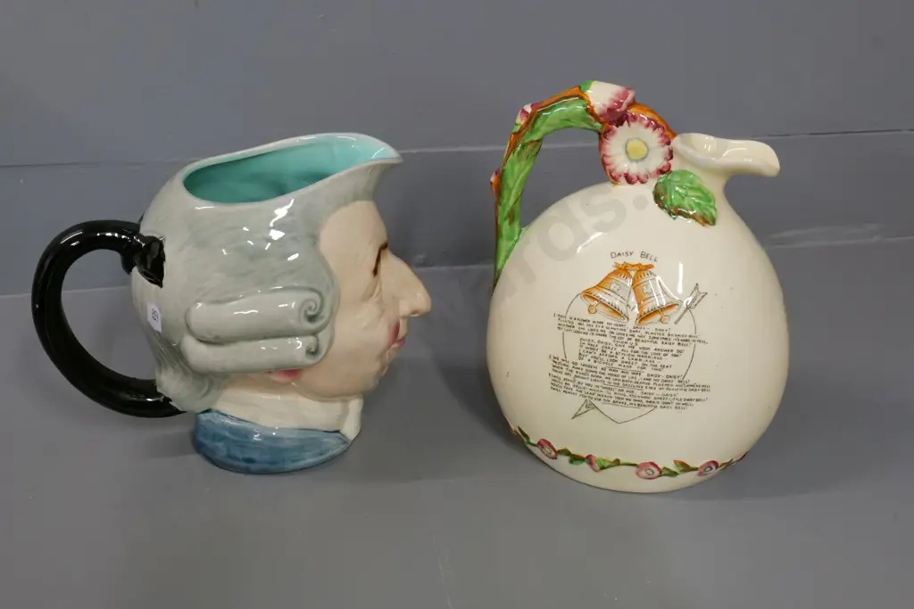 Crown Devon Daisy Belle musical jug H-210, mechanism not working, and Sarreguemines French character Image 1++