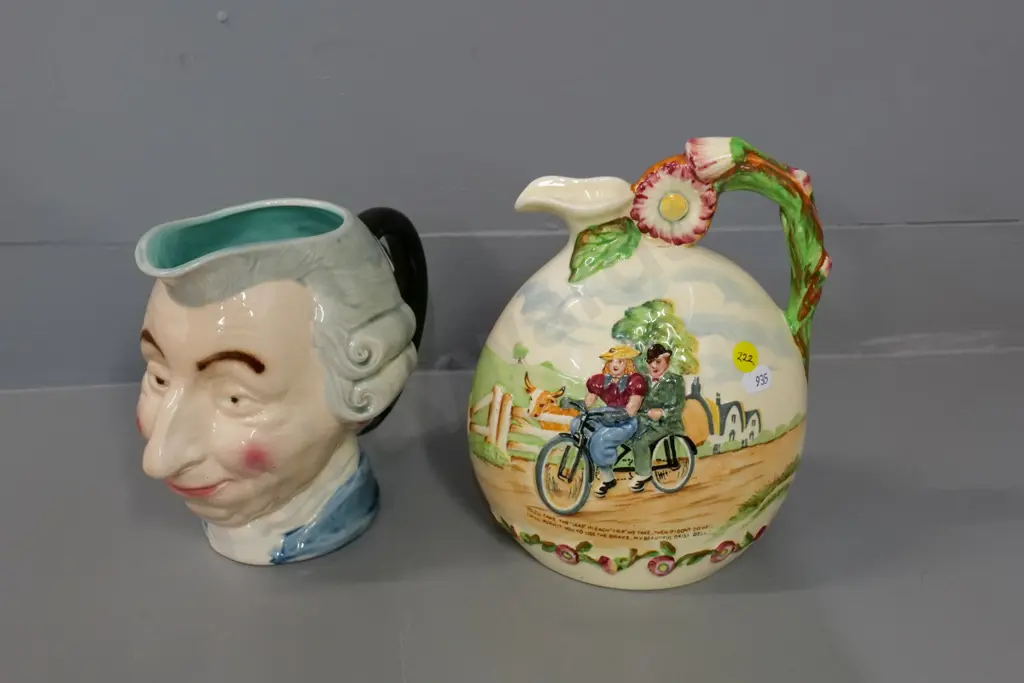 Crown Devon Daisy Belle musical jug H-210, mechanism not working, and Sarreguemines French character Image 1++