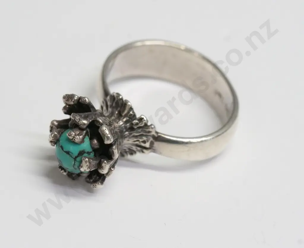 silver turquoise ring stamped stg sil Image 1++