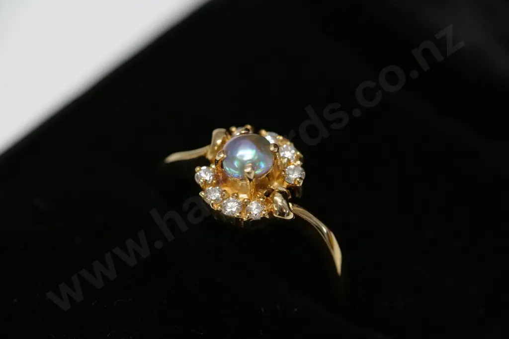 paua pearl ring stamped 750 Image 1++