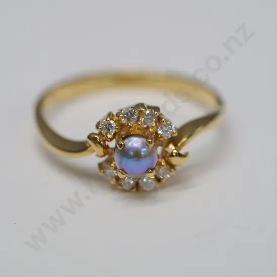 paua pearl ring stamped 750