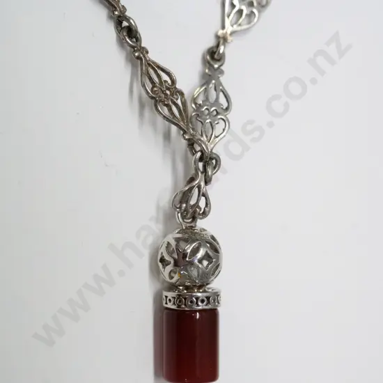 sterling art nouveau chain with 925 carnelian fob
