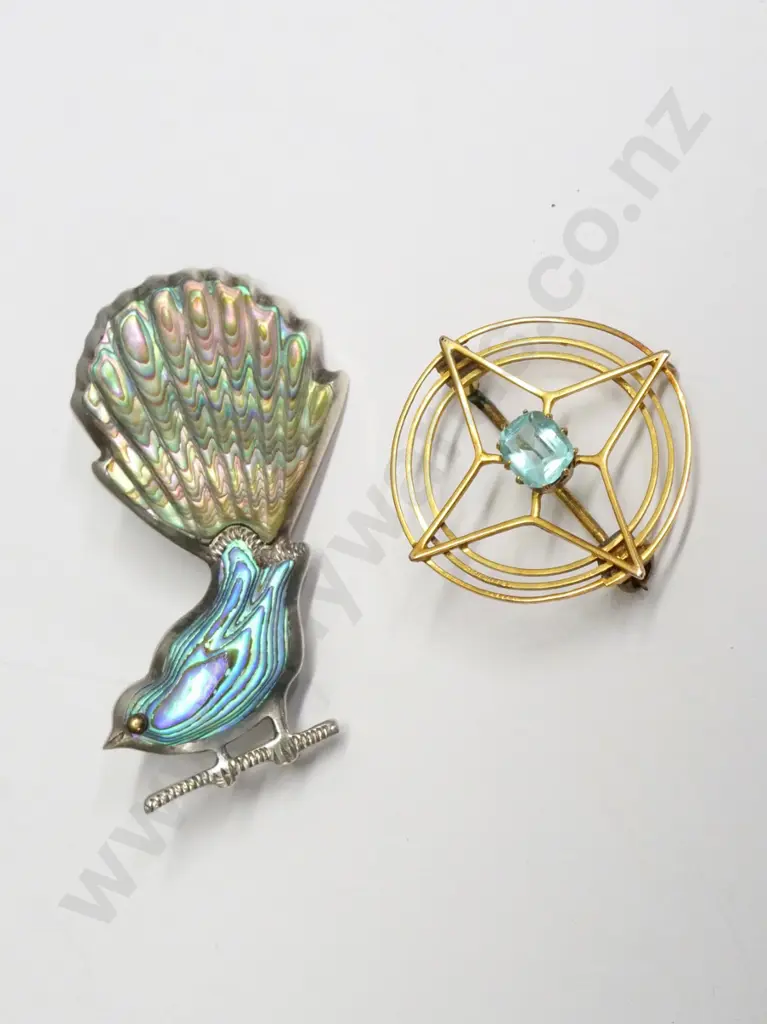 silver/paua peacock brooch [stamped stgsil] & star brooch [no marks] Image 1++
