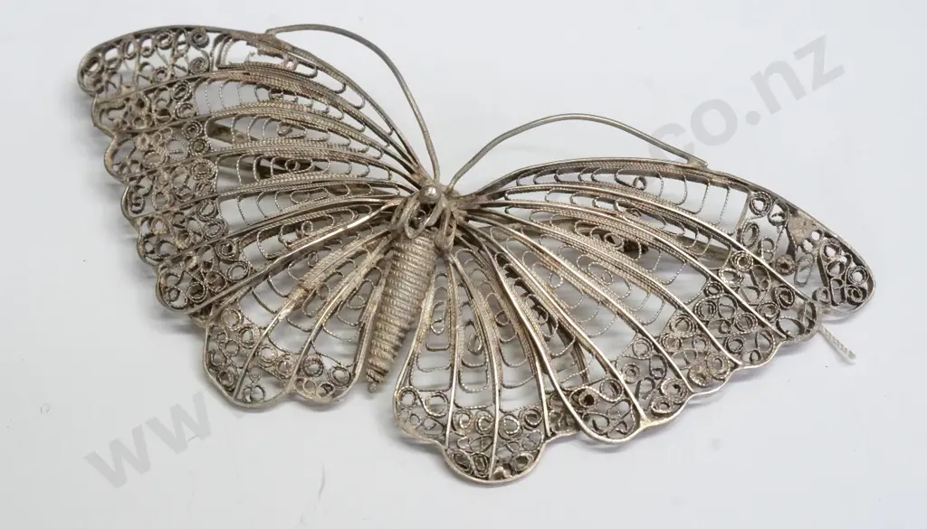 large filagree butterfly brooch Image 1++