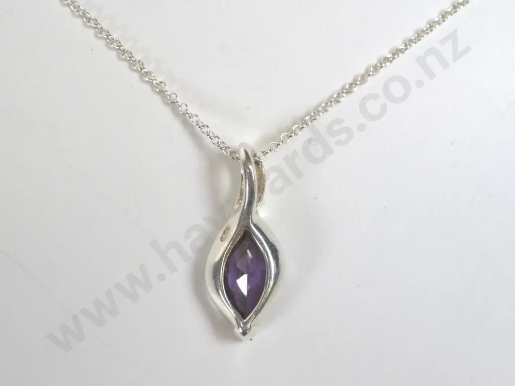 silver amethyst necklace chain stamped 925 Image 1++