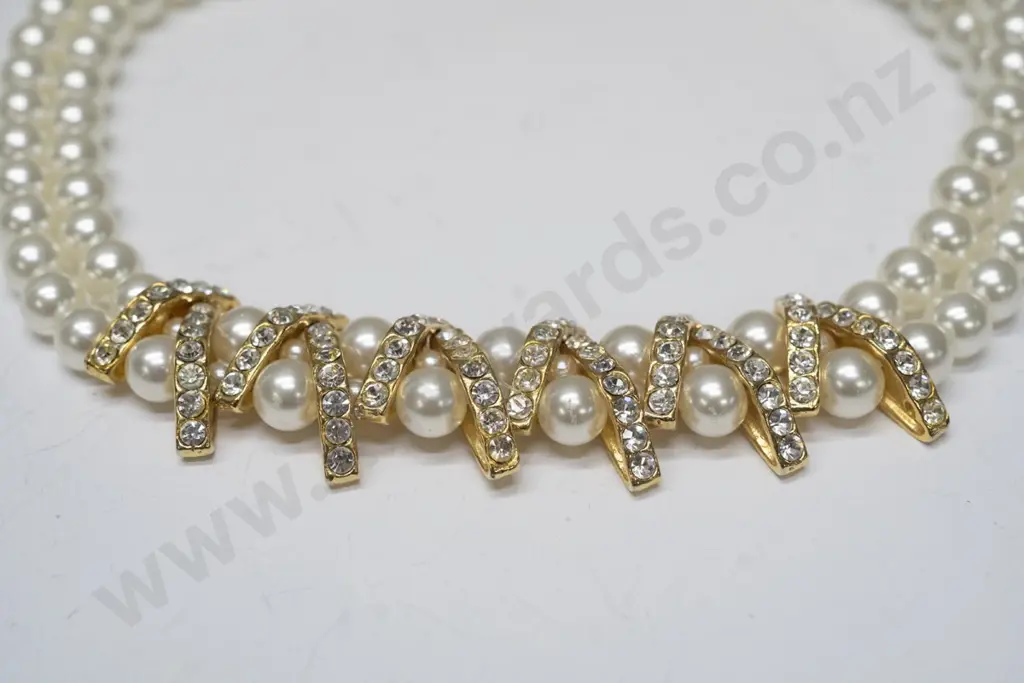 costume pearl - cz necklace Image 1++