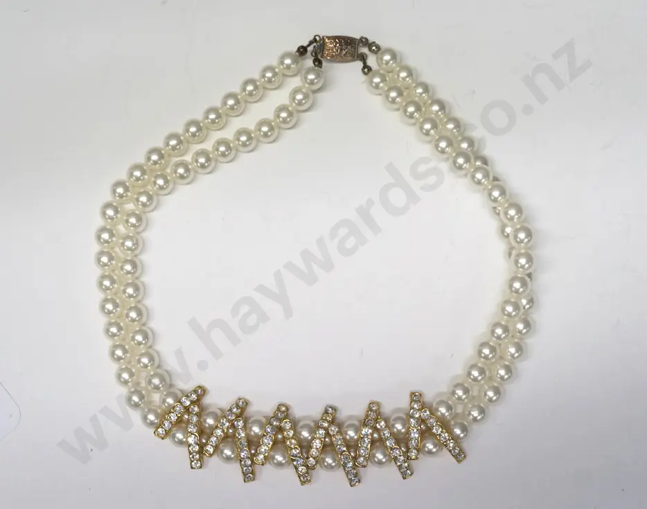 costume pearl - cz necklace Image 1++