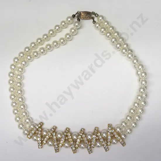 costume pearl - cz necklace
