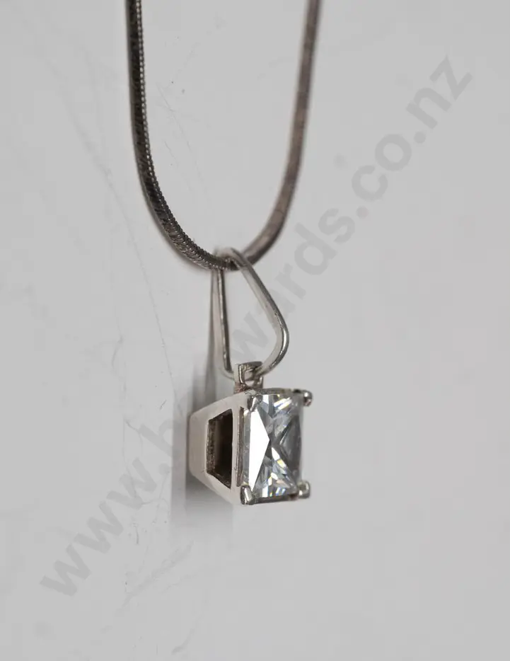 silver cz necklace chain stamped 925 Image 1++