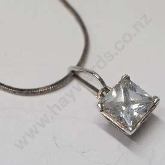 silver cz necklace chain stamped 925