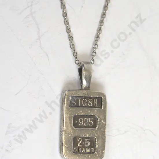 silver ingot necklace stamped 925