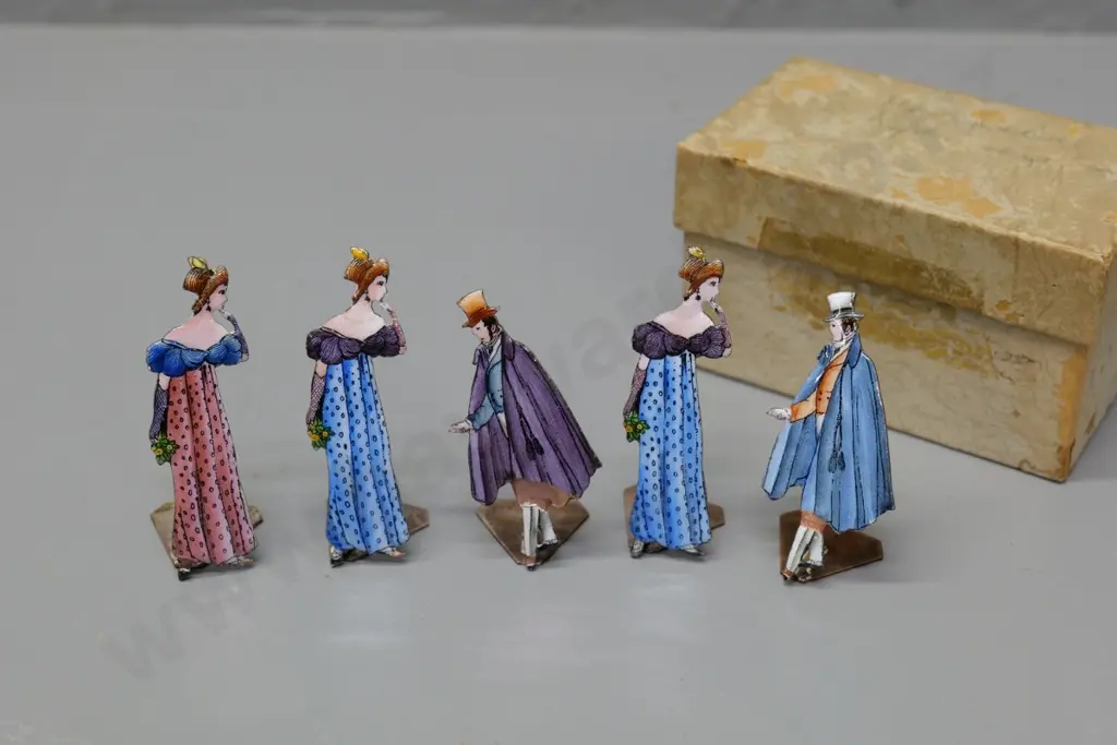 set of 5 vintage enamelled metal figural menu holders - each approx. H-65 Image 1++
