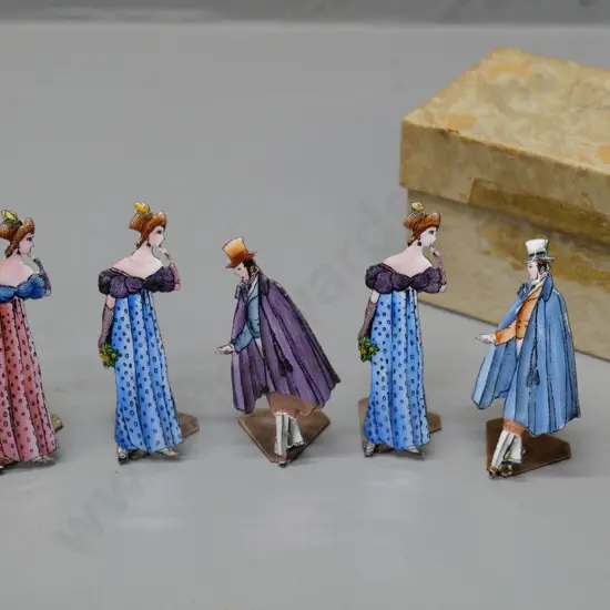 set of 5 vintage enamelled metal figural menu holders - each approx. H-65