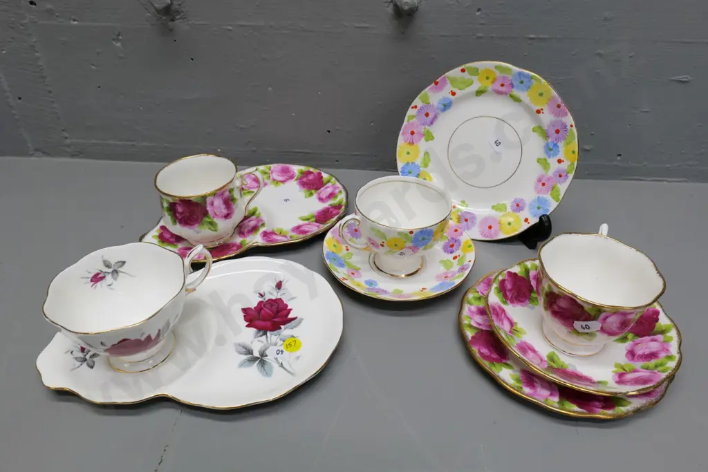 Royal Albert Old English Rose tennis set and trio,  Royal Albert Sweet Romance tennis set, Royal Standard trio Image 1++
