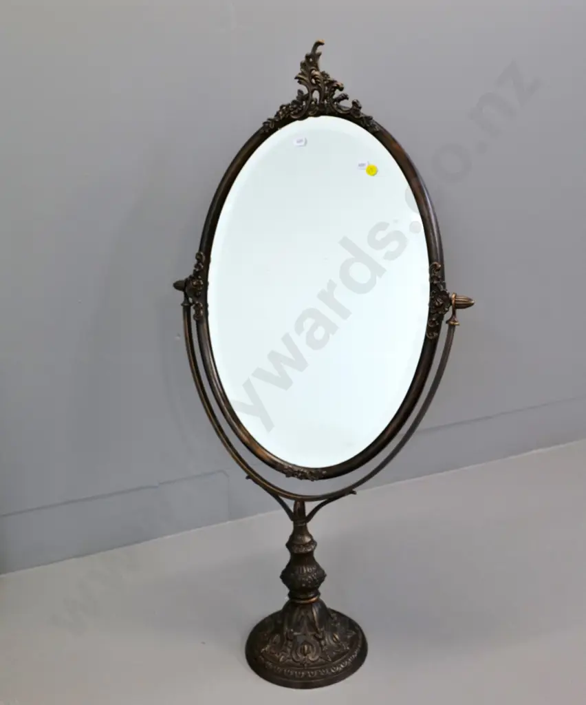 cast metal bronze finish tilting bevelled dressing table mirror H-860 W-440 Image 1++