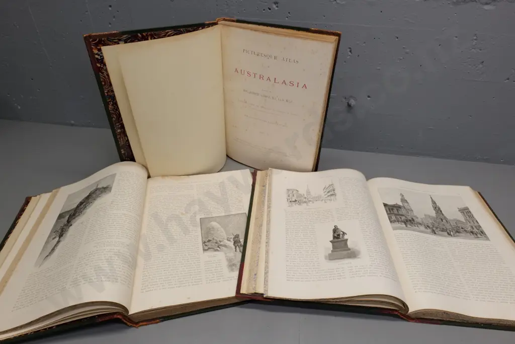 Picturesque Atlas of Australasia in 3 volumes - 1886 - foxing and staining H-460 W-360 Image 1++