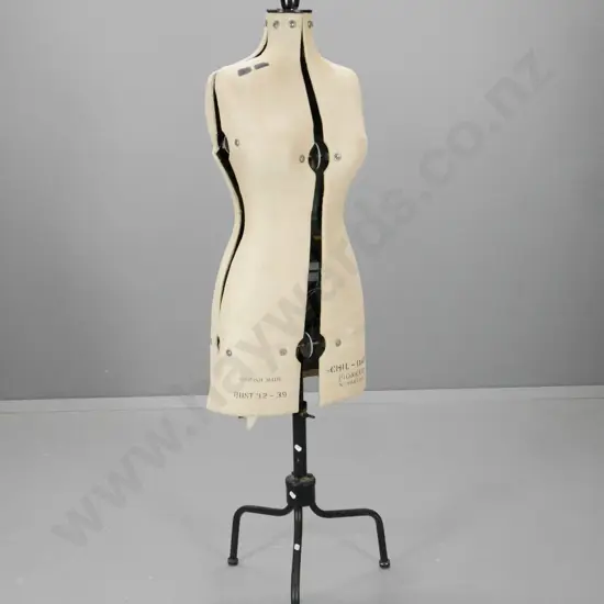 vintage Chil-Daw adjustable dressmaker's form on metal tripod base H-1500 as photographed
