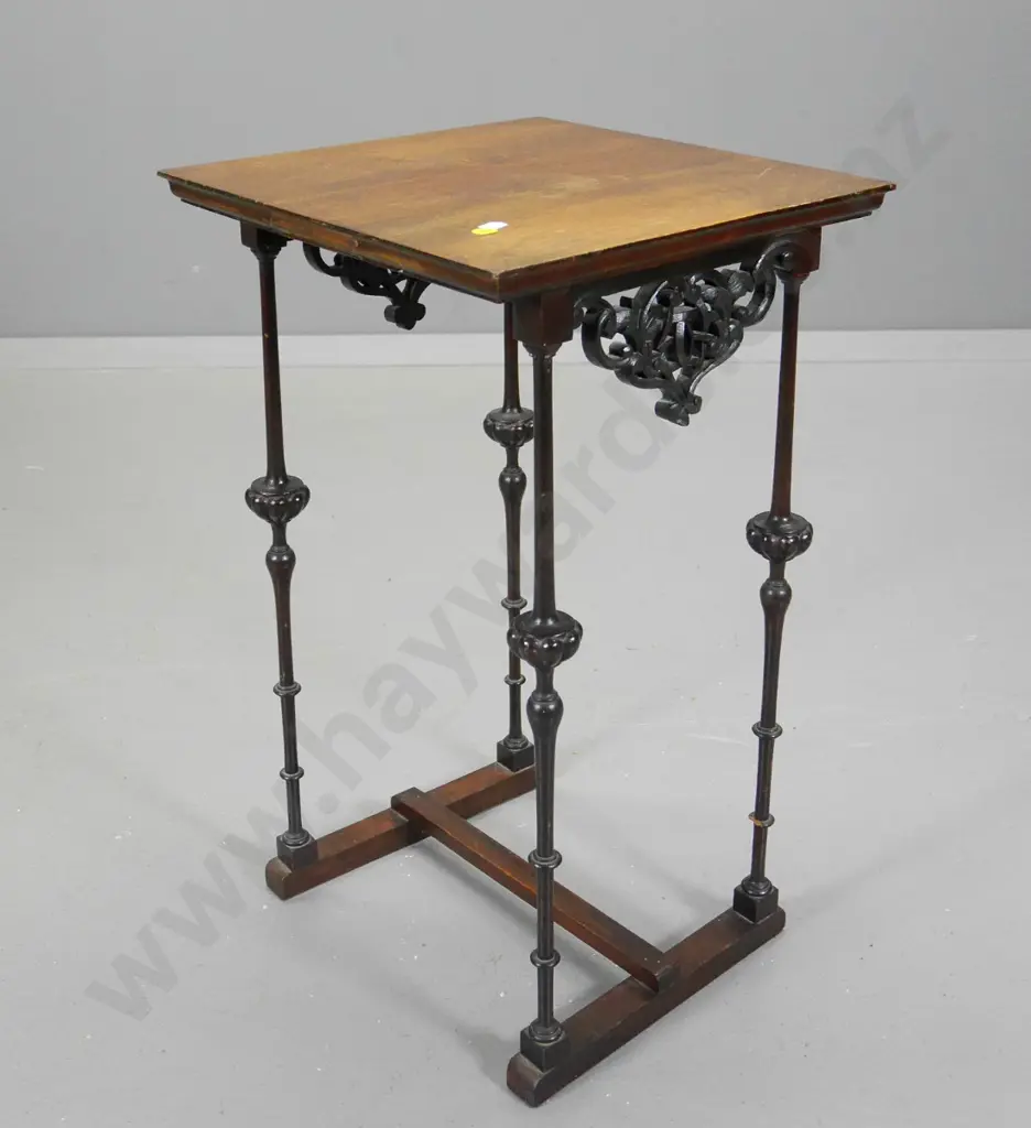 mahogany small side table with carved detail, legs a bit wobbly H-560 W-330 D-330 Image 1++