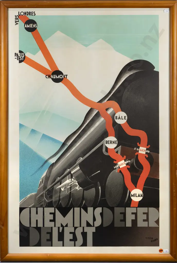 framed reproduction train advertising poster print H-840 W-510 Image 1++