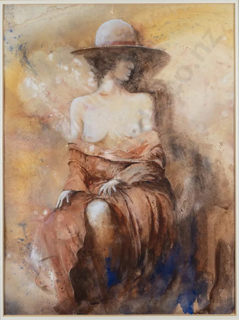 Peter Mitchell - framed watercolour "Seat in the Sun" H-340 W-250 Image 1++