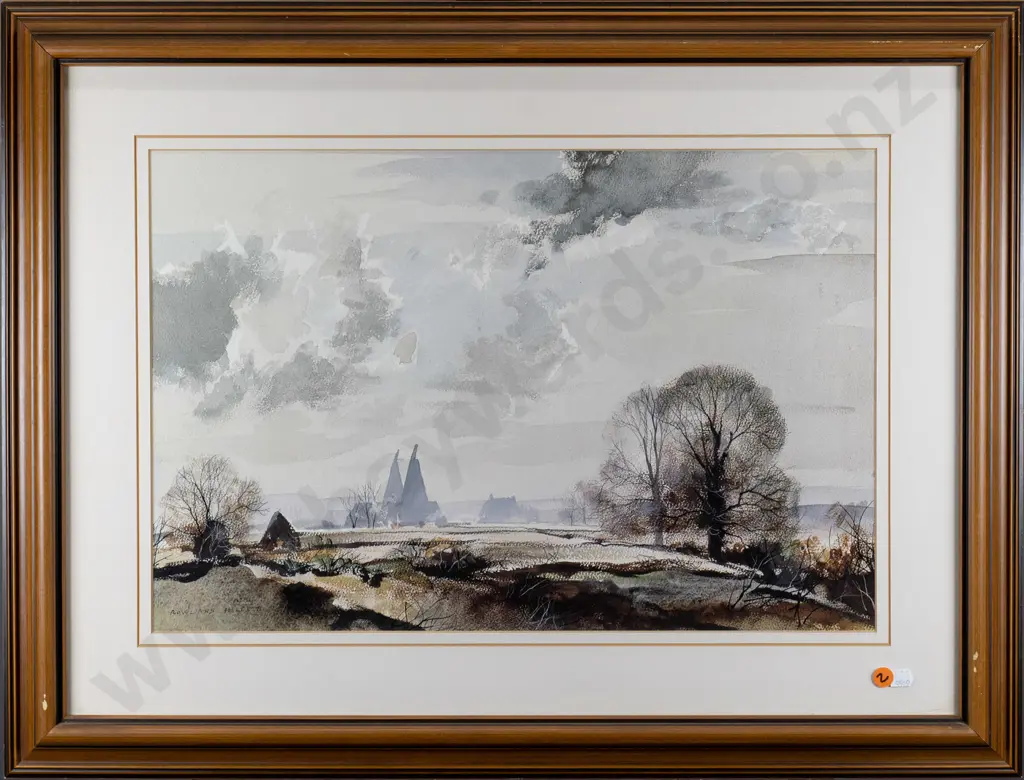 Roland Hilder print - oast houses near Tonbridge, Kent H-330 W-500 Image 1++