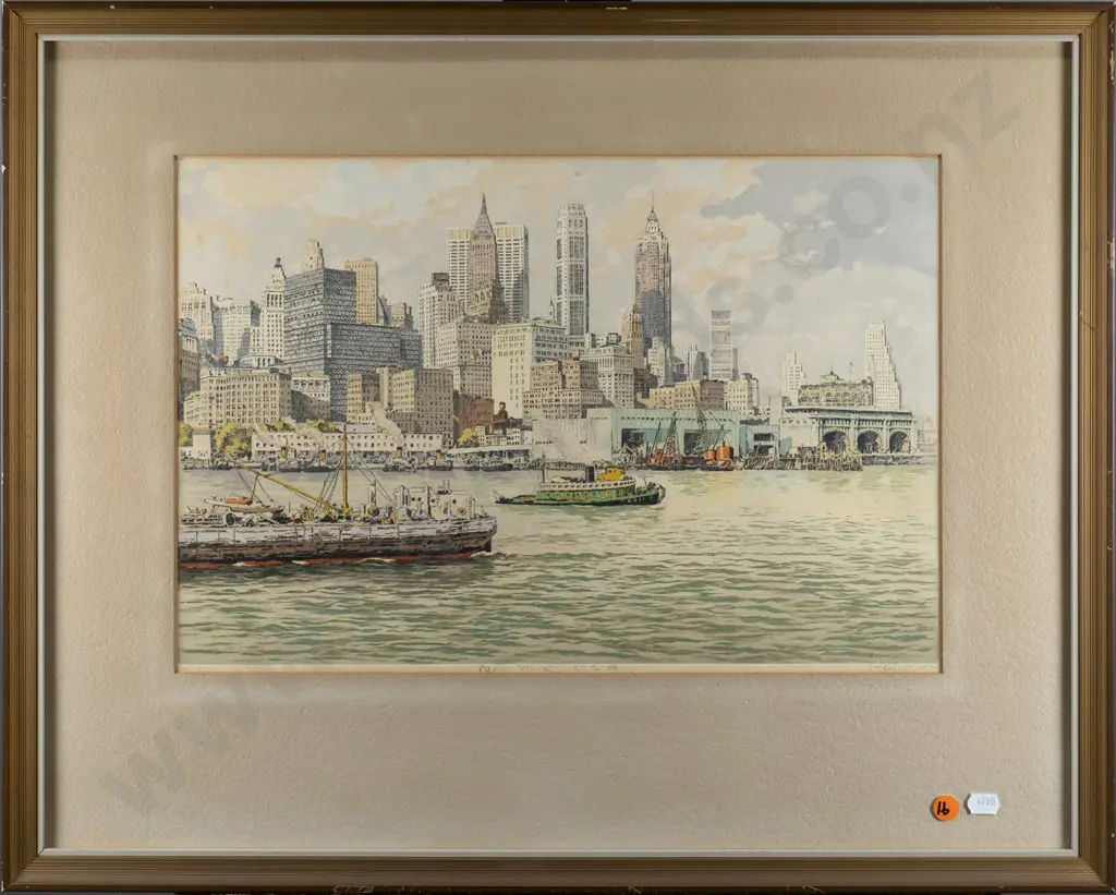 illegible signature - framed ltd edition print "New York USA" H-280 W-410 Image 1++