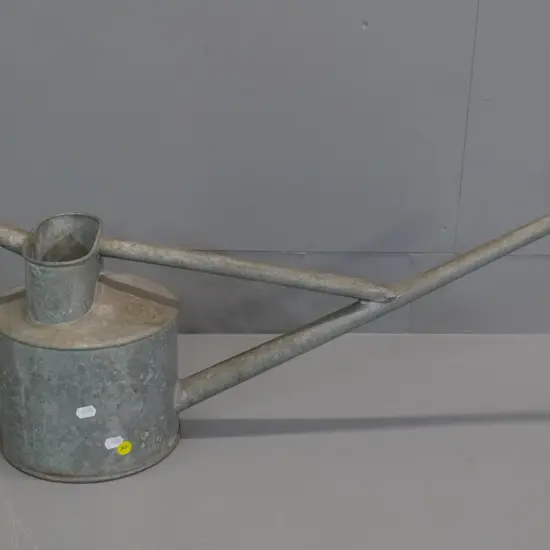 Haws English galvanised watering can with long spout, brass rose H-240 L-680