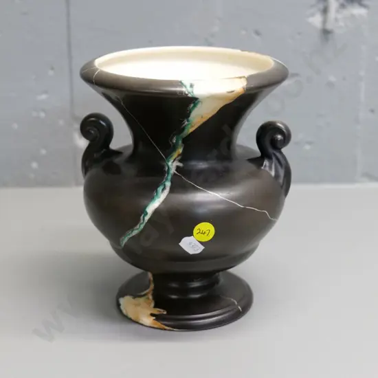 porcelain urn vase with marbleized finish - no maker's marks H-180 D-150