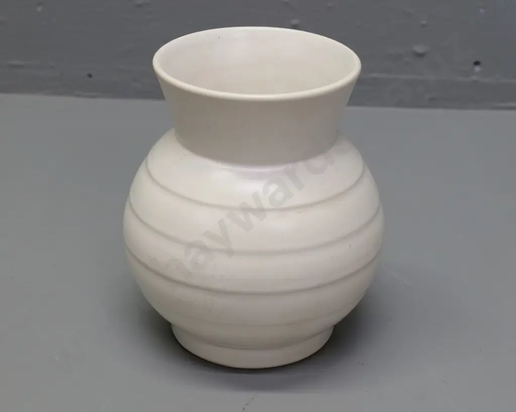 Crown Lynn hand potted tiki mark vase, has chip to base rim H-130 D-110 Image 1++