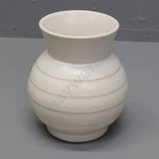 Crown Lynn hand potted tiki mark vase, has chip to base rim H-130 D-110