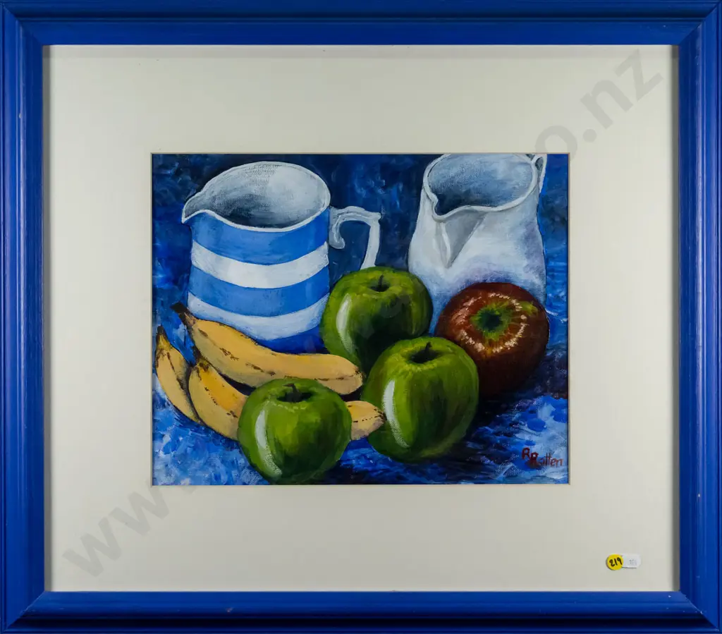 R Ratten - framed oil - still life fruit and jugs H- W-290 W-365 Image 1++
