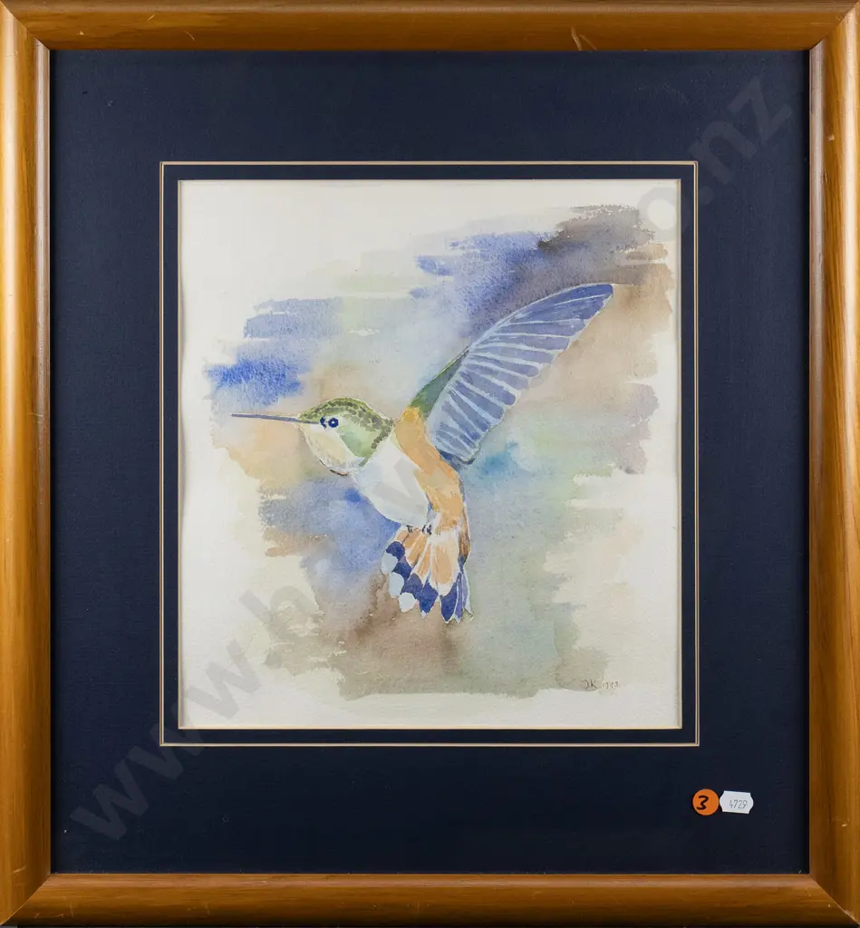 JK 1993 - framed watercolour - bird H-290 W-270 Image 1++