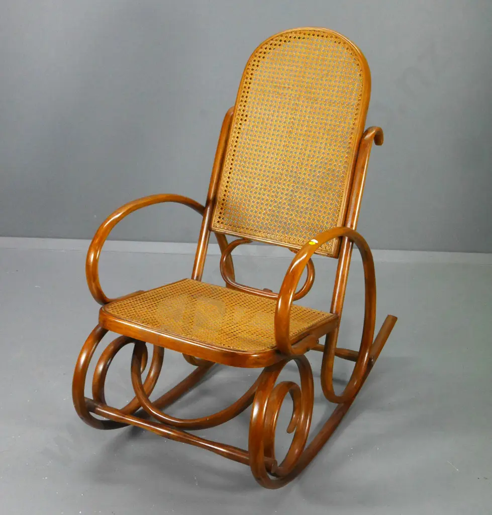 traditional style bentwood rocking chair with bergere cane seat & back H-1020 W-530 D-960 Image 1++