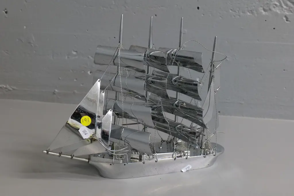 chrome fully rigged sailing ship H-250 L-300 Image 1++