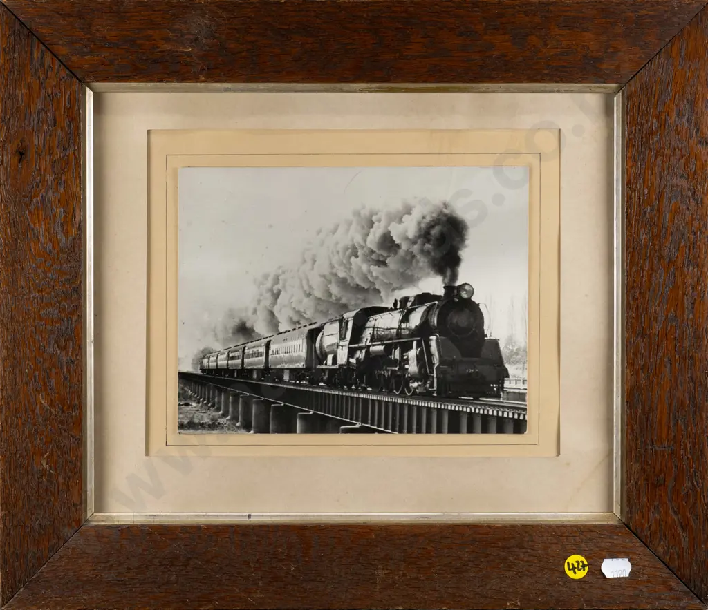 framed B&W photograph -steam train H-160 W-210 Image 1++