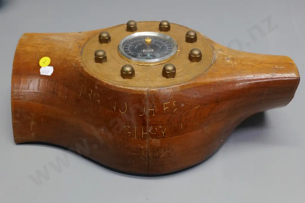 wall barometer made from vintage propeller - markings for 1939 & Gipsy Moth H-220 W-330 Image 1++