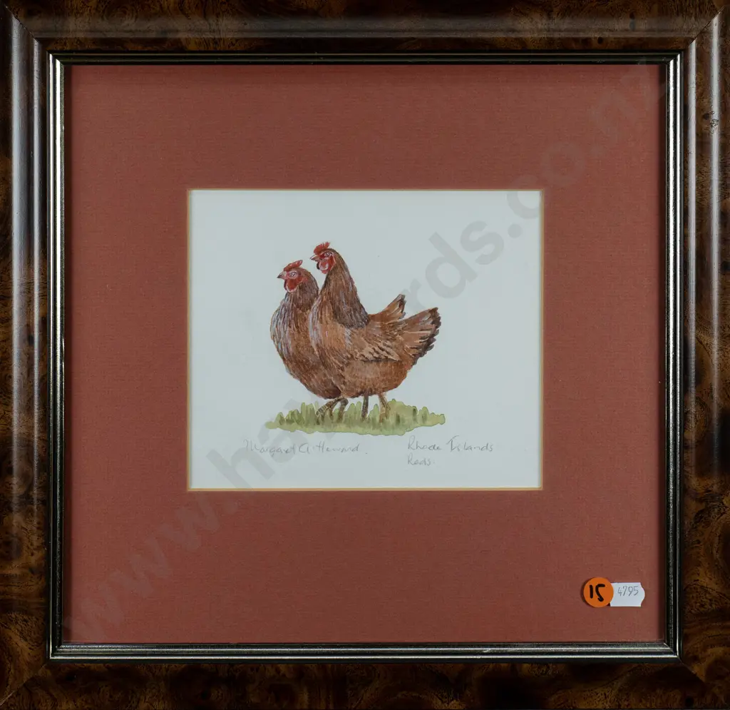 Margaret A Howard - watercolour "Rhode Island Reds" H-140 W-165 Image 1++