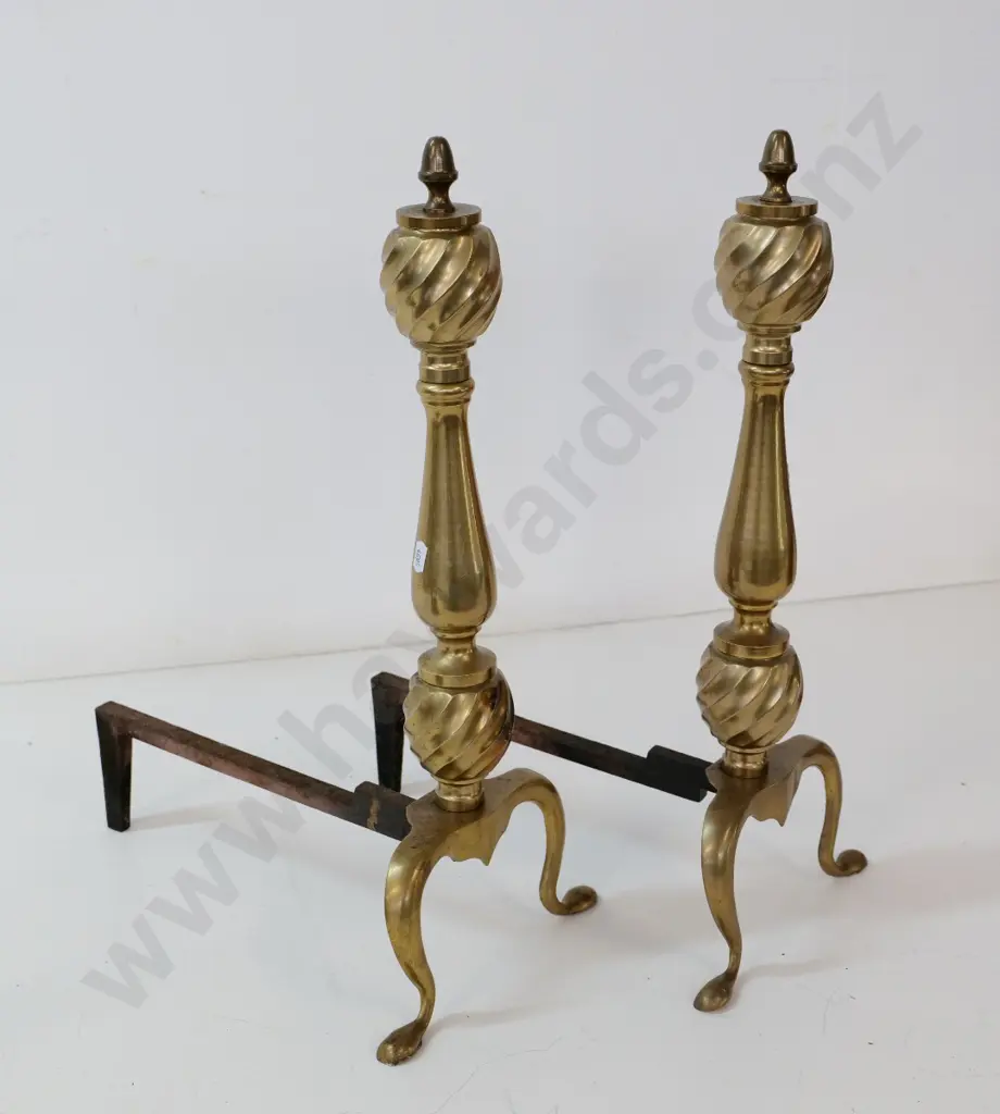 pair of cast brass and iron fire dogs H-490 W-210 D-310 Image 1++