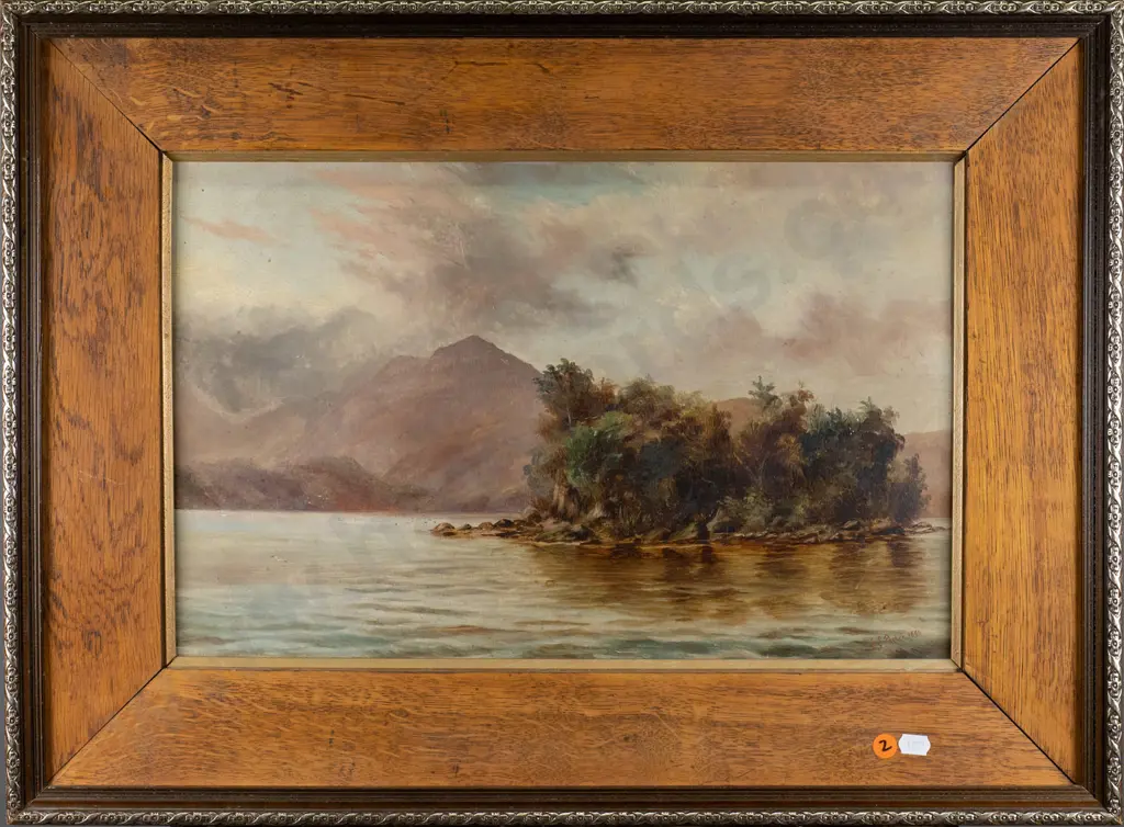 E.E Parker 1891 -framed oil -Lake scene H-290 W-440 Image 1++