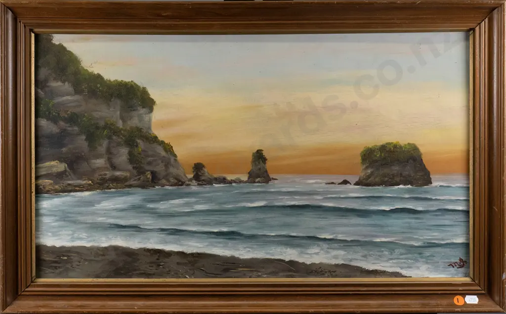 M Blerwirth - framed oil "Seven Mile Beach Greymouth" H-330 W-580 Image 1++