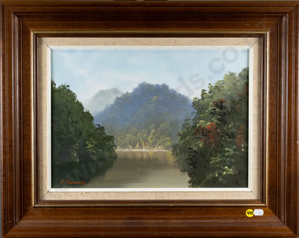 M Finnerty -framed oil "Buller River" H-250 W-340 Image 1++